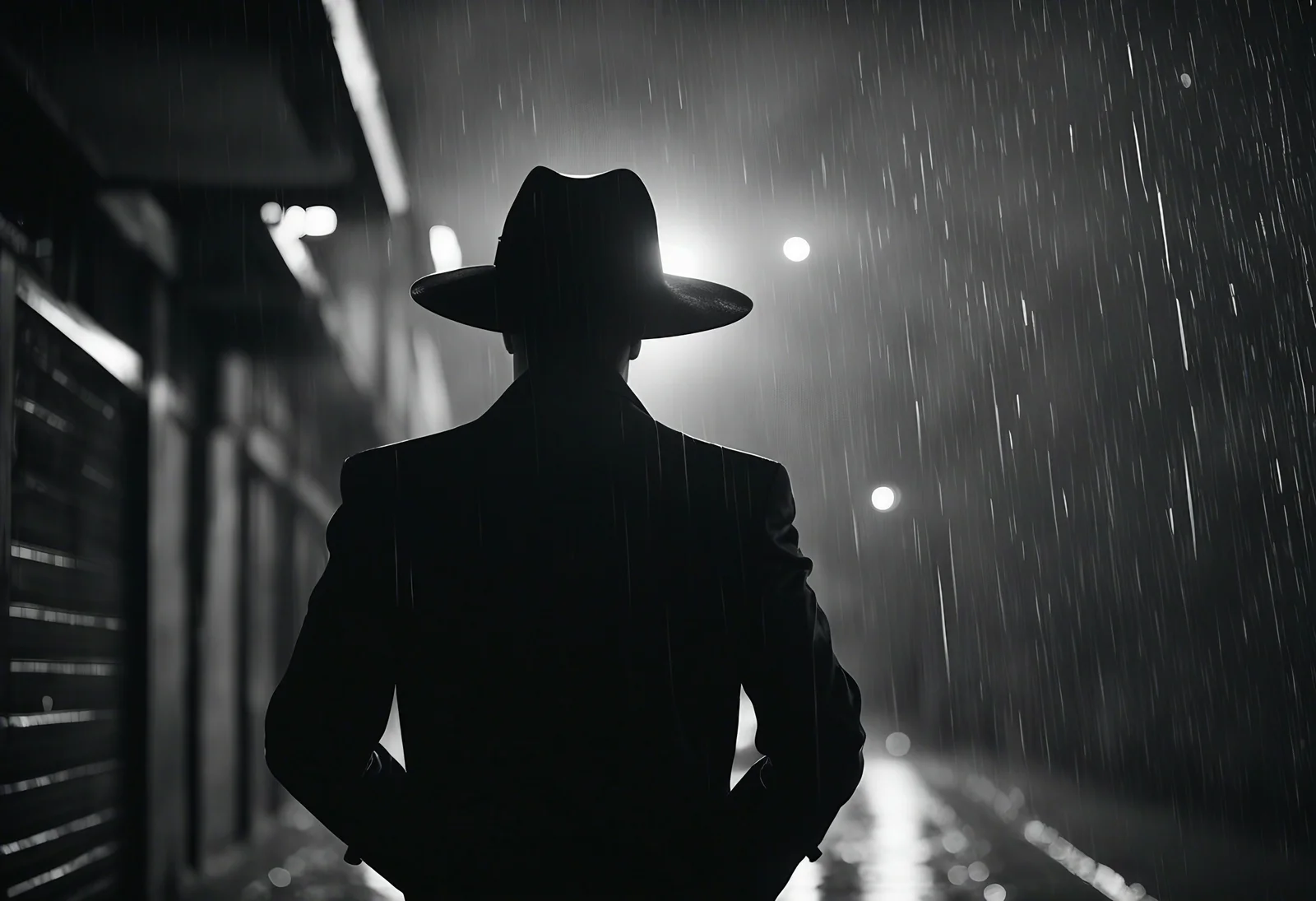 Agencia de investigadores: silueta de un detective privado en una calle nocturna de Colombia